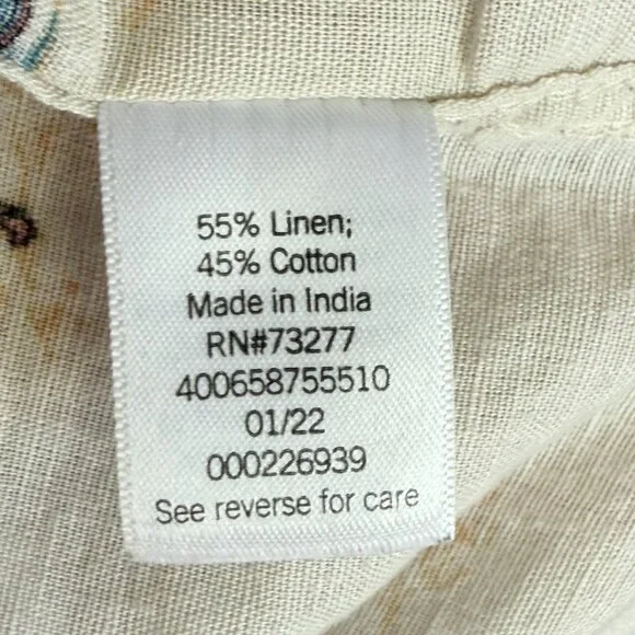 Sonoma Cowboy Print Camp Shirt Cream Linen Cotton Blend Short Sleeve Sz S - Picture 5 of 9